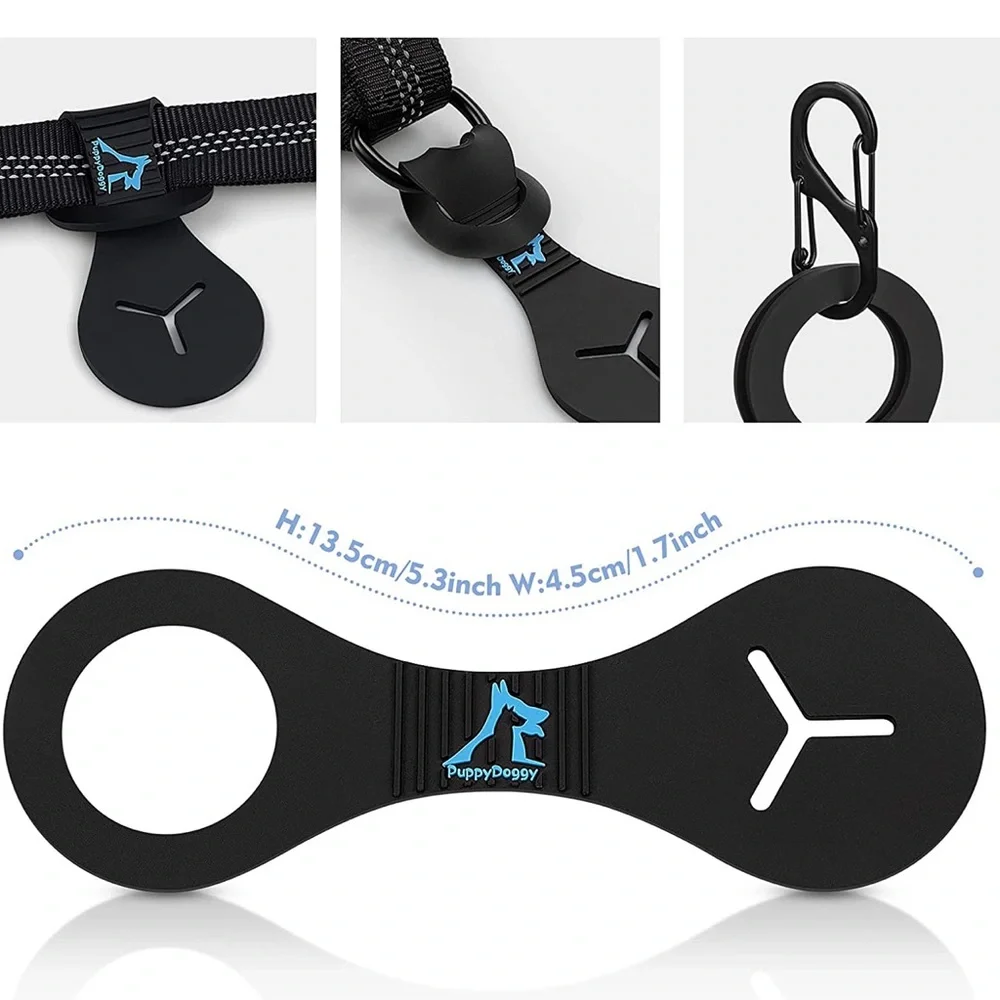 NEW! Dog Poop Bag Holder for Leash and 2 dog collar (Black)